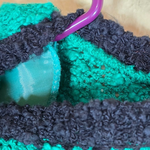 Margules green black Striped chunky Knit Short Sleeve Sweater‎ Top Womens M - Picture 9 of 12